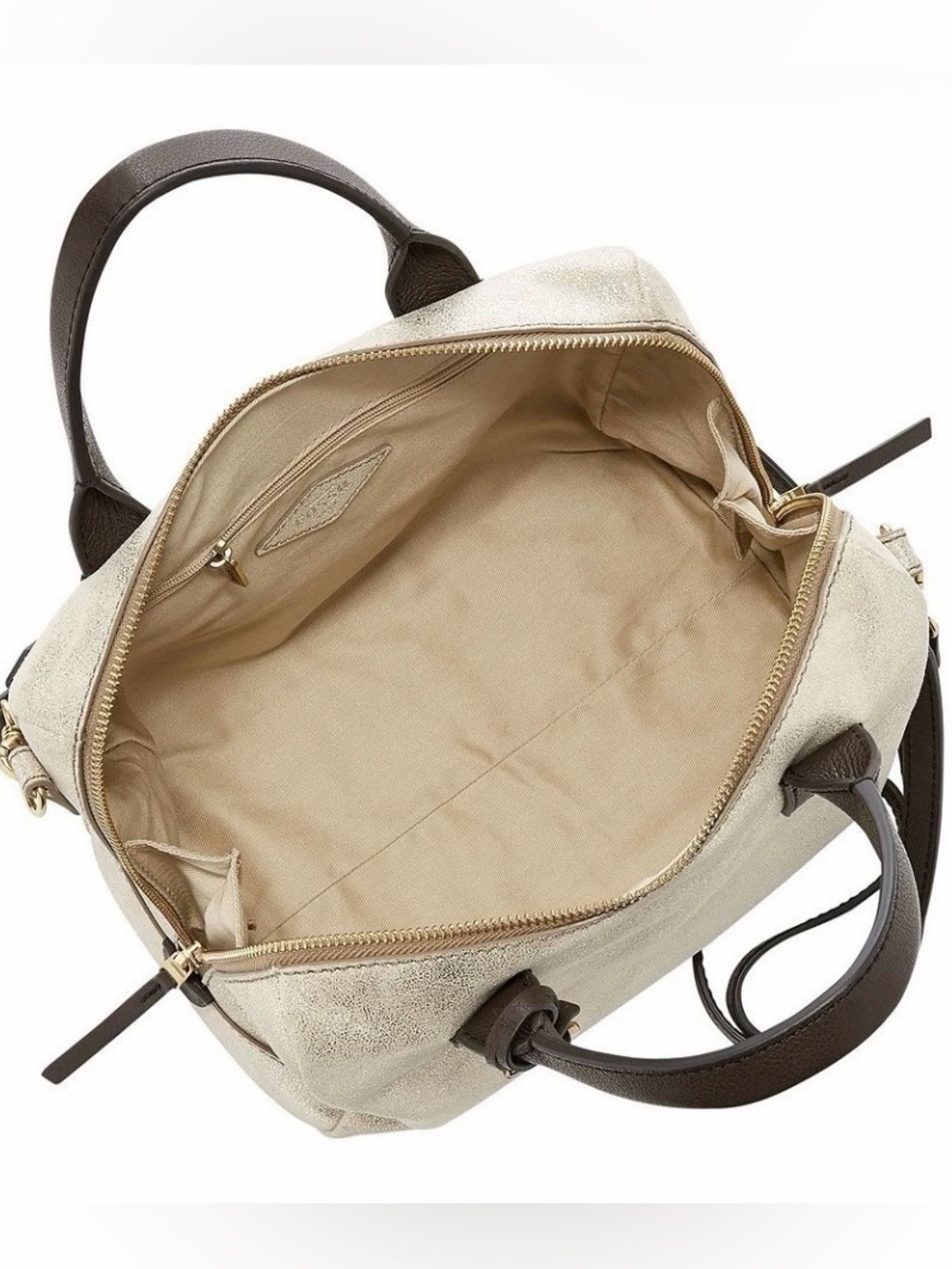 Fossil Gold Metallic Leather-Trim Bag - Picture 11 of 11